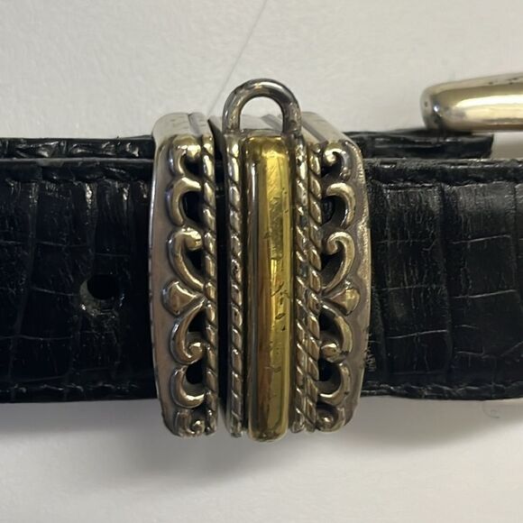 Brighton Women’s Black Textured Adjustable Belt with Two Tone Buckle- Medium main image 8